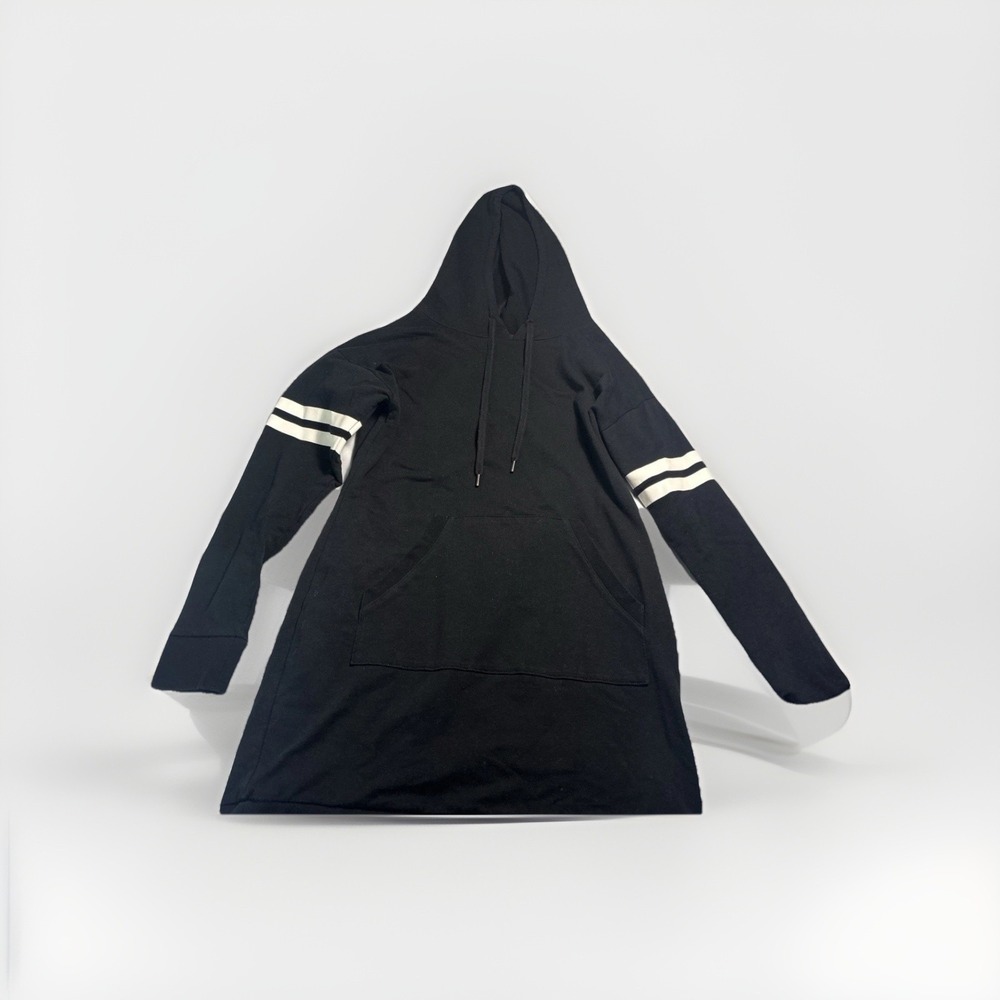 Women's Soho by NYC Black Hooded Sweatshirt Dress Size M Casual Athletic (134)